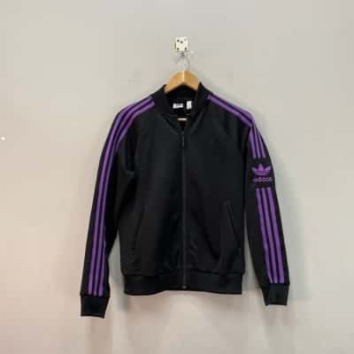 Adidas Womens  Zip-Up  Jacket Size 8 Black  / Purple 