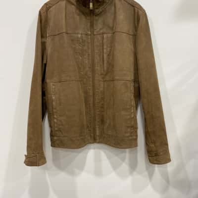 Reserve Mens  Size L Leather Jacket Brown 