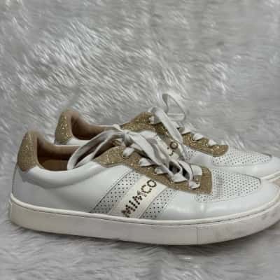  Womens  Size 38 Gold / White sneakers 