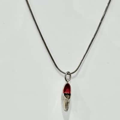925 Silver Snake Chain Silver/Red Clog Pendant