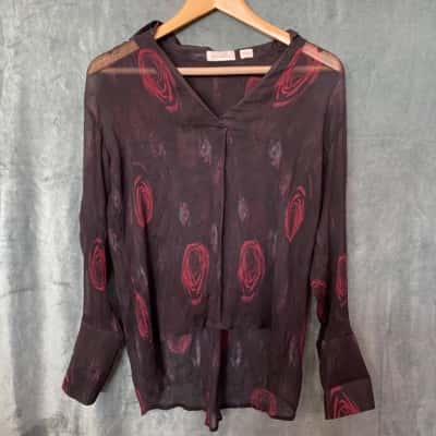 Sass & Bide Womens  Size 10 Long Sleeve Shirt Black  / Red 