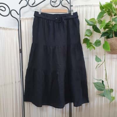 Tokito Womens  Size 12 Tiered Linen Skirt Black - New With Tags