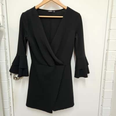 Bershka Womens  Size L Long Sleeve Playsuit Black  (Skorts)
