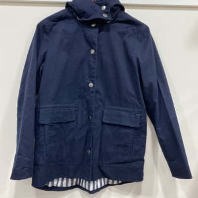 Trenery Womens  Size XS Hooded Winter Coat Navy Blue / White 