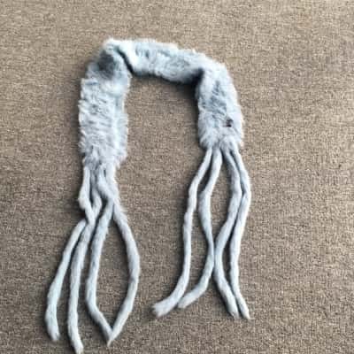  Vincent Pradier Womens  Size S Super Soft Blue Rabbit Fur Stole Scarf 160 cm (in total)
