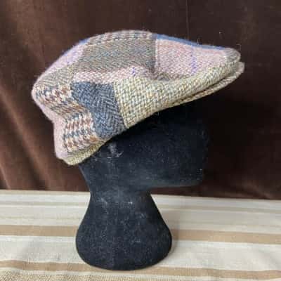 Vintage Harris Tweed Wool Cap Size XL Multicoloured 