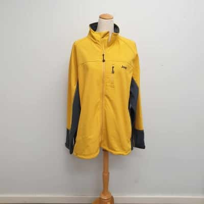 Jeep Gorgeous/Mustard Yellow & Navy Trim /Fleece Lined /Zip Front / Track Jacket Size XL /14/16 