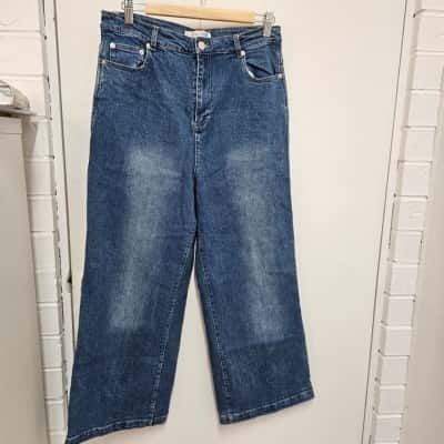 Carla Zampatti Womens  Size 12 Wide Leg Jeans Blue BNWT