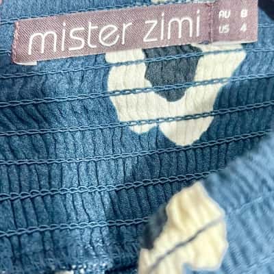 Mister Zimi Long Blue Tiered Cream Floral Maxi Skirt Size  8