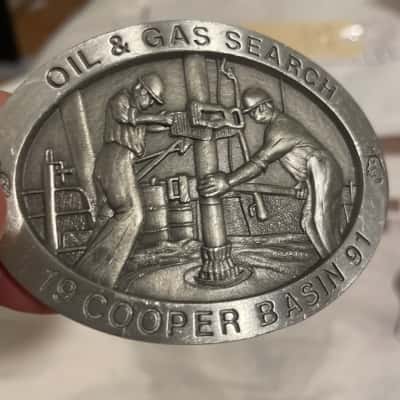  Mens 1991 Pewter Cooper Basin Oil and Gas Search Belt Buckle