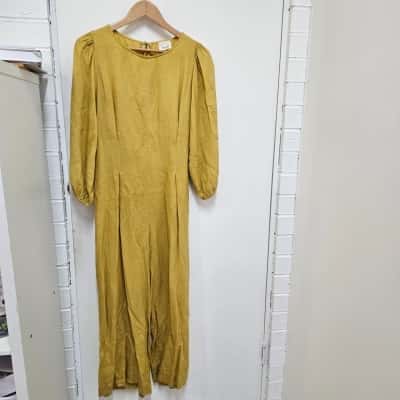 Seed Womens Size 10 Long Sleeve Jumpsuit Mustard 