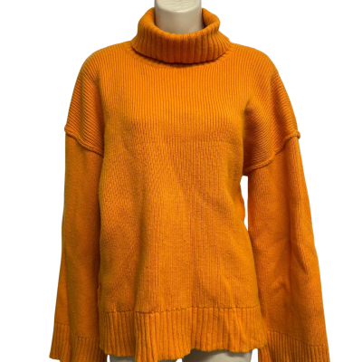 bul Womens Size 8 Orange Turtleneck Wool Blend Jumper 
