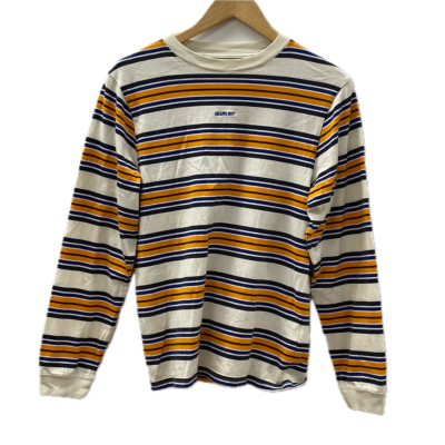 Exclusive Fabric Beams Boy Mens Size 2 Long Sleeve Shirt Blue / Striped / White / Yellow 
