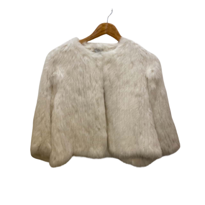 Womens Size M White Real Fur Bridal Cape