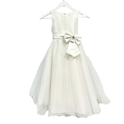 2 x Ollie’s Place White Flower Girls Dresses w/Gemstone Bow on Front Size 10