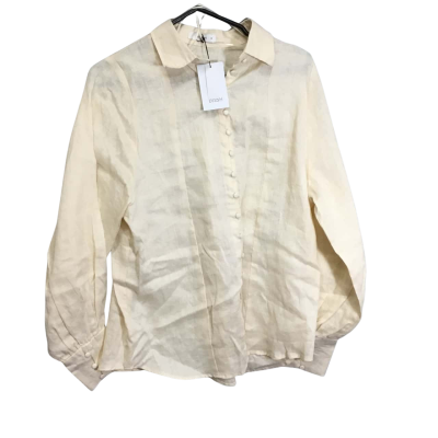 Dissh Mens Size 8 Long Sleeve Shirt Yellow Linen