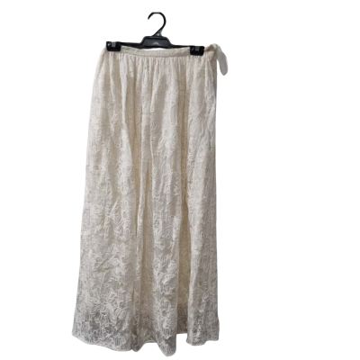 APT. 9 Women's Size 8 Maxi Embroidered Silk Skirt in Cream 