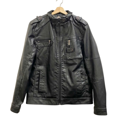 David Outerwear Black Biker Style Faux Leather Jacket Size L