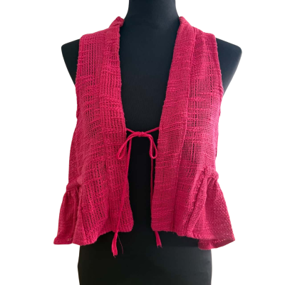 SUMMER SALE**Vintage**Boom Shanker.  Hot Pink Open Weave Vest.   Size 10 