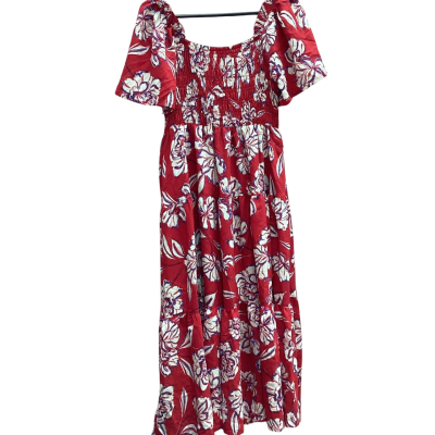 Henry Oscars Womens Size 14 Red Willow Bloom Print Midi Dress