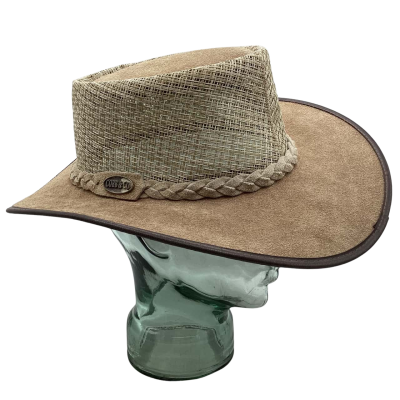 Cobb & Co Mens  Size L Brown Suede & Mesh Outdoor Hat    SR