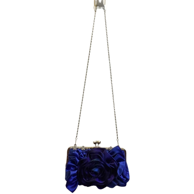 No Brand Womens Floral / Satin Clutch Royal Blue