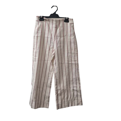 Marella Women's Size 8 Wide Leg Pants Striped in Cream, Black & Red