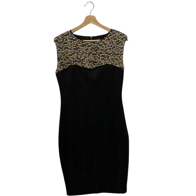 Ted Baker Womens  Size 3 Black Embellished Fitted Dress