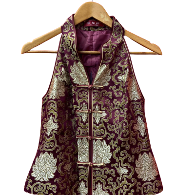  Lotus Village Womens Size 38 Gold / Maroon Vest - RRP $45.00 Similar Vest