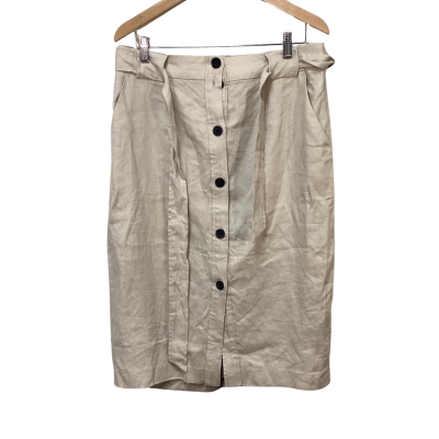 BNWT Witchery Womens Size 14 Flax Button Linen Skirt