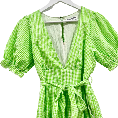 Charlie Holiday Green White Check Long Jumpsuit Size 10