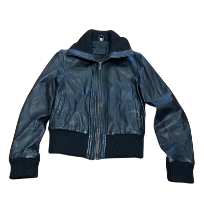 Vintage ECHO Size 14 Leather Biker Jacket Black  
