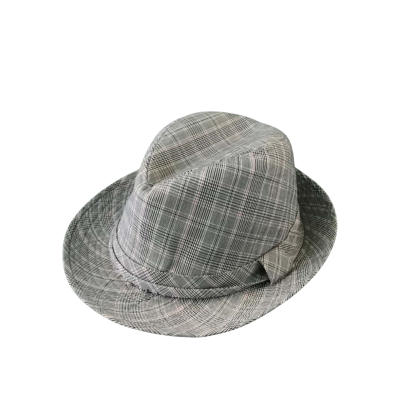 Zac  Mens fedora hat Size S  Plaid / Grey 