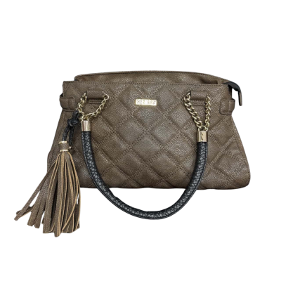 Ziera Brown Leather Handbag with Gold Accents and Tassels 