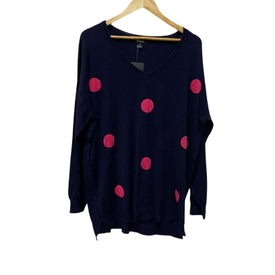 beme Womens  Size S Crew Neck Jumper Navy Blue / Pink  