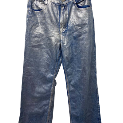 Zara Women’s Straight Leg Metallic Jeans 