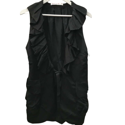 Muccia Womens  Size 12 Black  ruffle vest BNWT