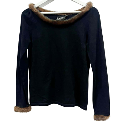 Design Studio Black long sleeve w/fur detail Size 12