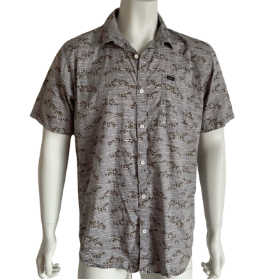 RVCA Mens  Size XL Short Sleeve Shirt Grey / Pattern 