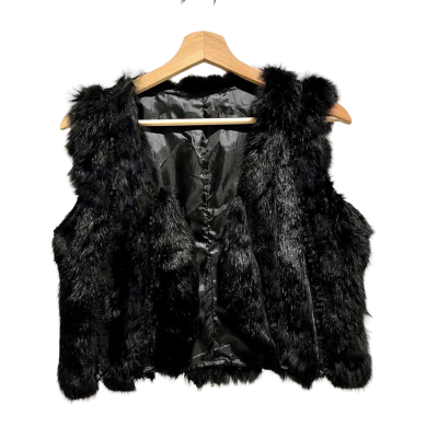  Womens  Fur Vest Size 10 / 8 Black  