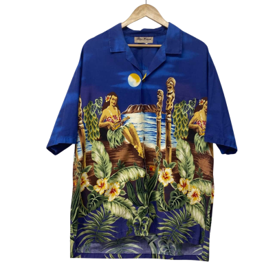 Vintage Mens  Size One Size Hawaiin Shirt Blue / Multicoloured 