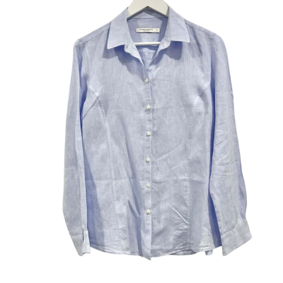 Sportscraft 100% LINEN Blue Long Sleeve Collared Shirt Size 12
