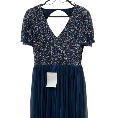  BEAUUT Womens Size 12 Sequinned Formal Dress Navy Blue 