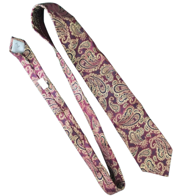Henry Bucks Mens Tie Size One Size Paisley Maroon / Pattern 