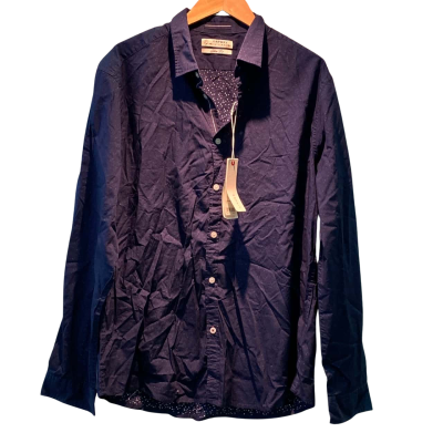 Esprit Mens  Size XL Business Shirt Navy Blue / Pattern / White 