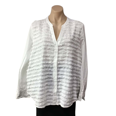 Sportscraft Womens Size 18 White / Fringe Detail Long Sleeve Shirt
