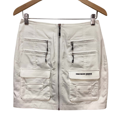 BNWT Mistress Rocks Womens Size M White Supersonic Cargo Skirt