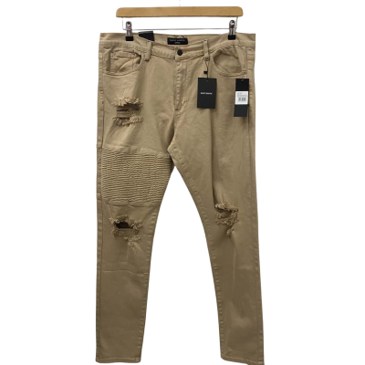 Saint Morta Mens  Size 38 Distressed Biker Jean Bone 