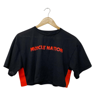 Muscle Nation Women’s One Size Cropped Mesh T Shirt 